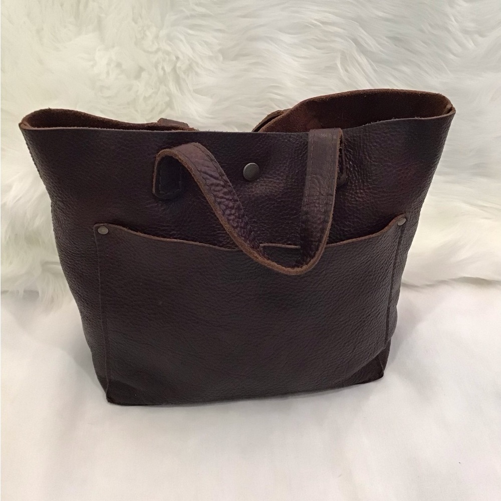 Portland Leather Mini Tote in Dark Brown